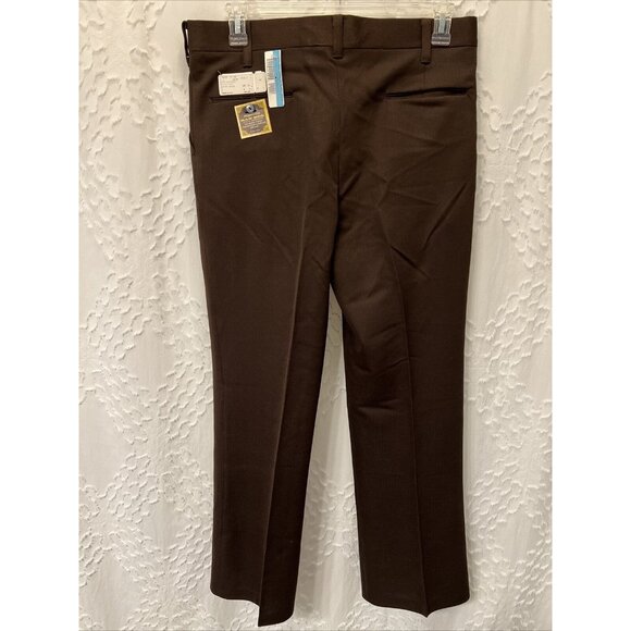 VTG Authentic Knit 100% Polyester Brown Dress Pants Mens 36 USA Made Ban-Rol - Picture 2 of 16